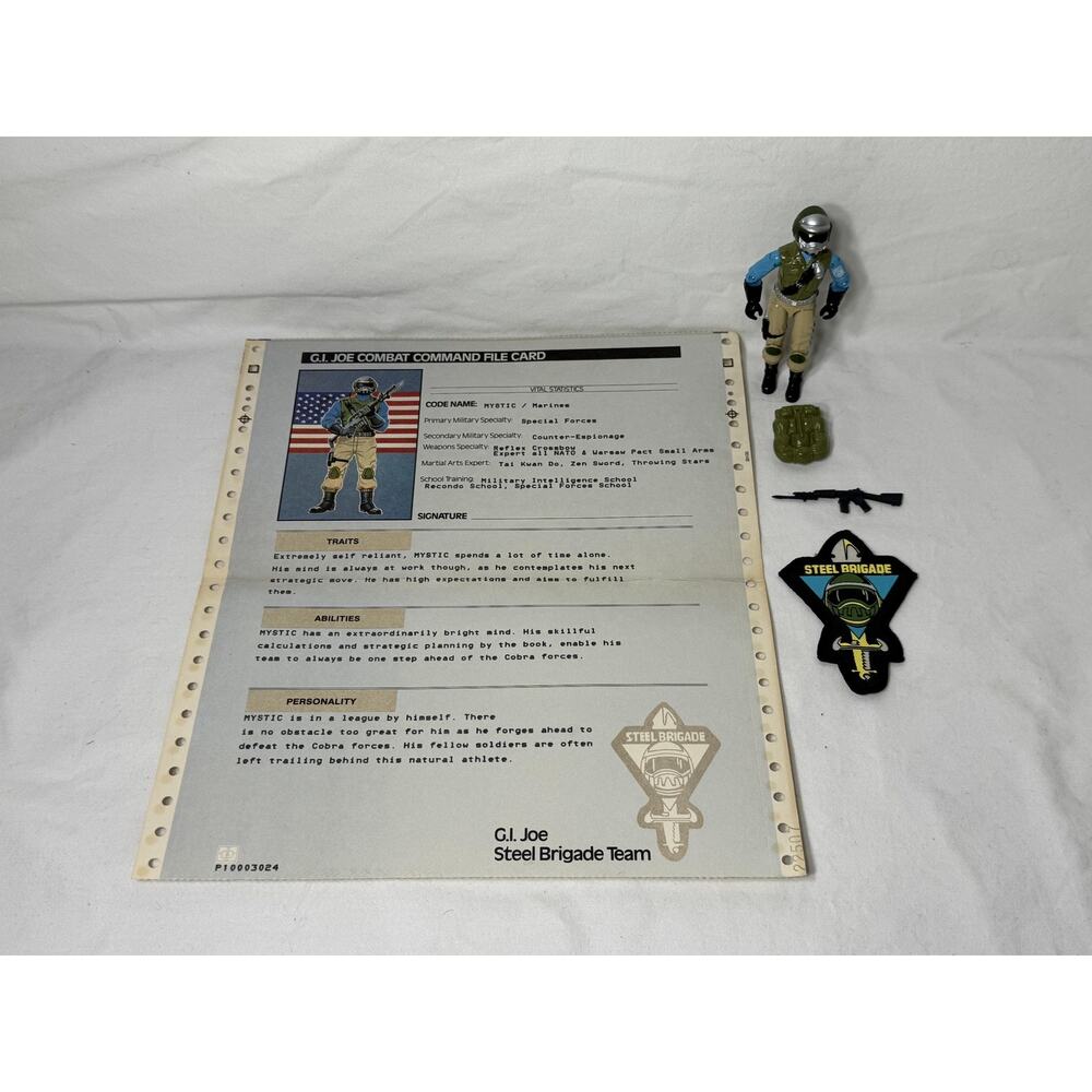 GI Joe Steel Brigade V1B Figure 1987 100% Complete Gun Patch File Card Paper